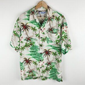 Utility Shirt Mens Small Button Up Y2K 90s Hawaiian Tropical Vacation Palm Beach